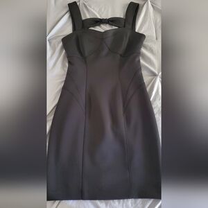 Guess Black Fitted Dress with Bow Details Size 2